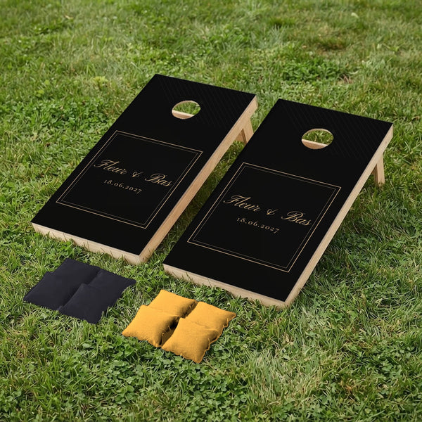Cornhole set wedding Black & gold