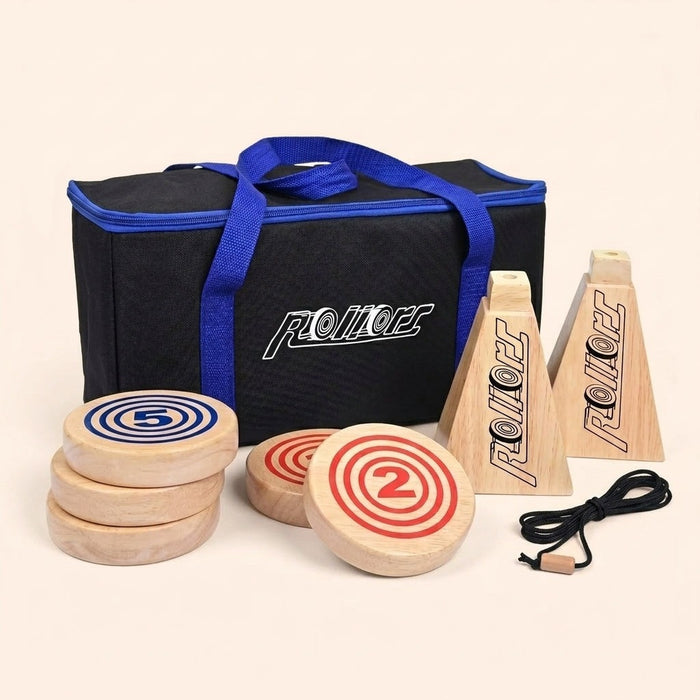 Rollors Set, Origineel Houten Werpspel (6 schijven + 2 doelen)