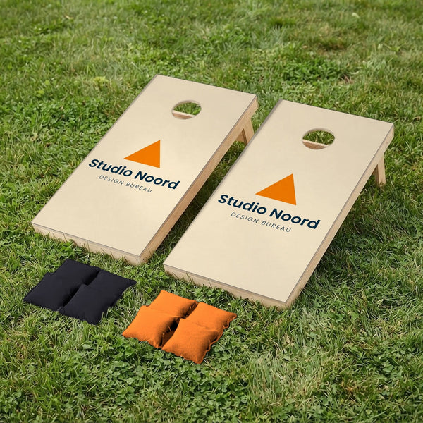 Cornhole set company logo Studio Noord (example)