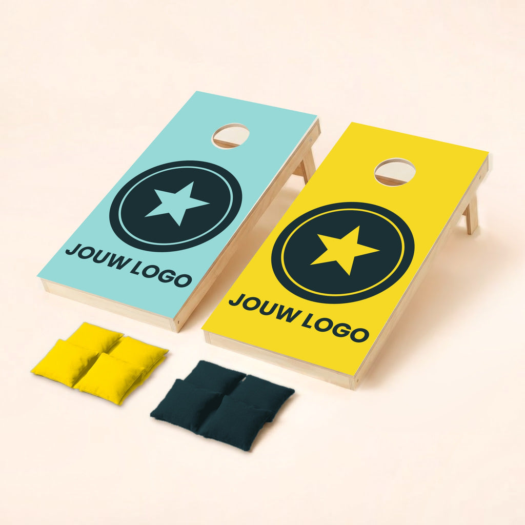 Cornholeset eigen logo Groot logo, voorbeeld