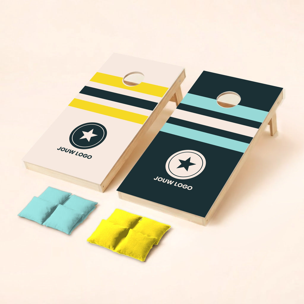 Cornholeset eigen logo Banden, voorbeeld