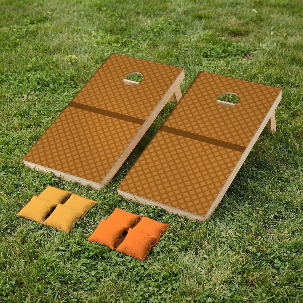 Cornholeset Stroopwafel op gras