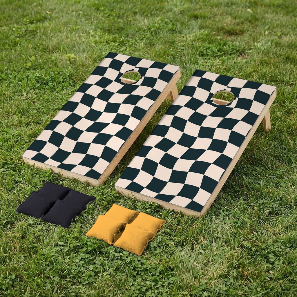 Cornholeset Retro dambord op gras