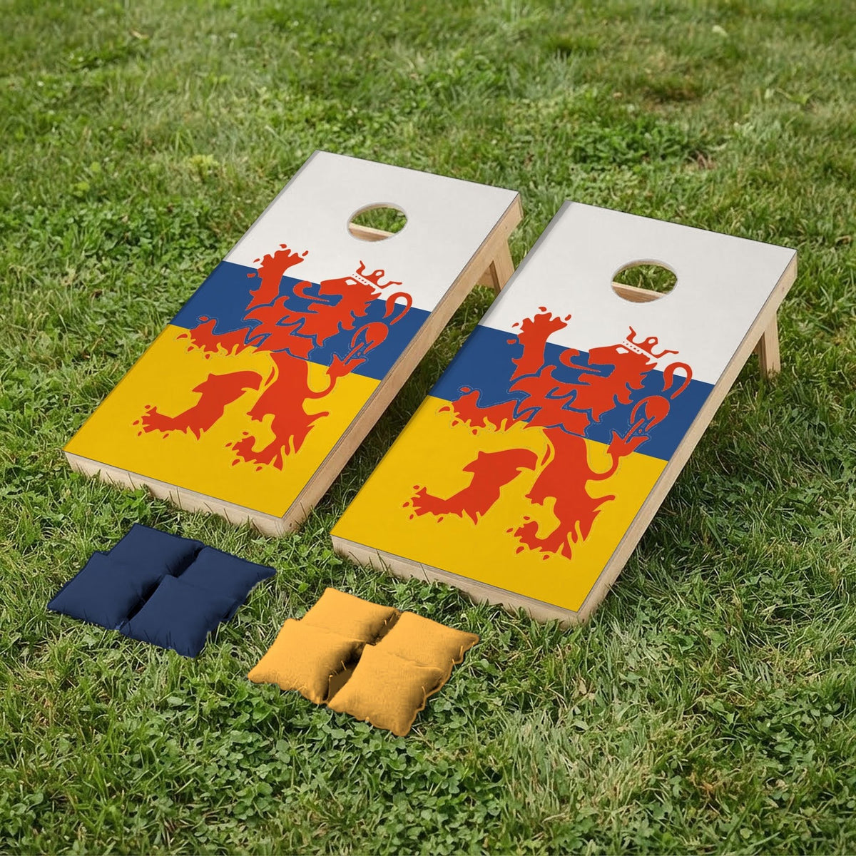 Cornholeset Limburgse vlag op gras