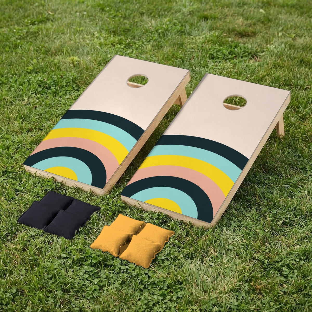 Cornholeset Jaren 70 op gras
