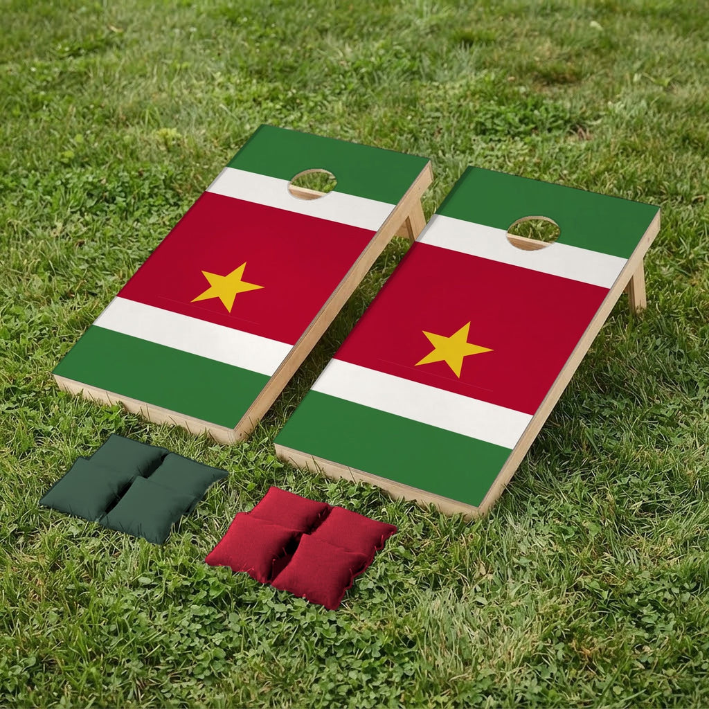 Cornholeset Surinaamse vlag op gras
