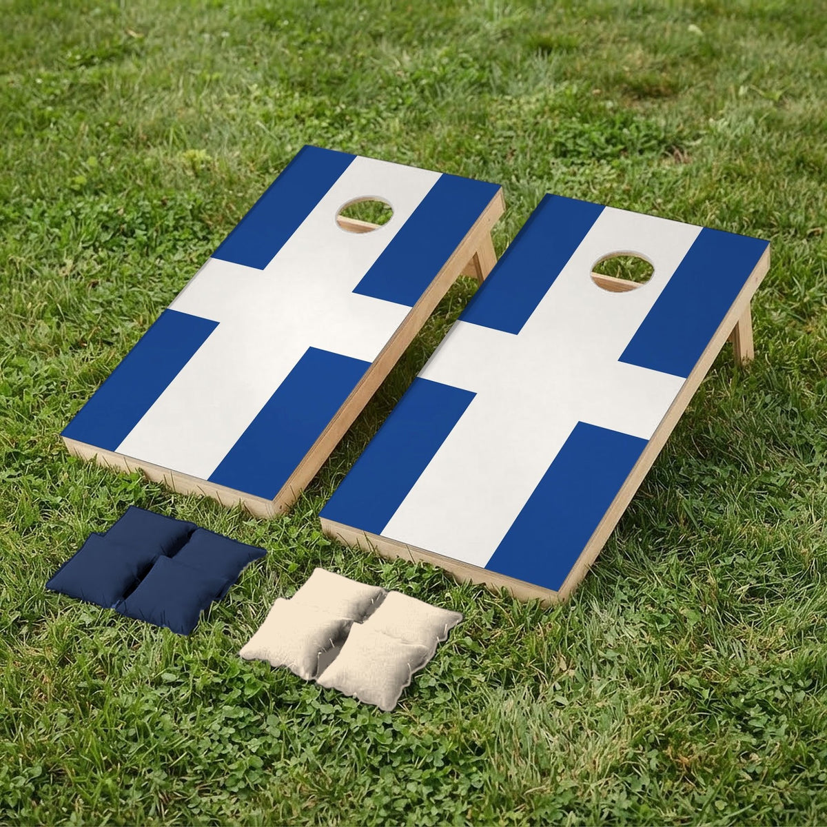 Cornholeset Zwolse vlag op gras