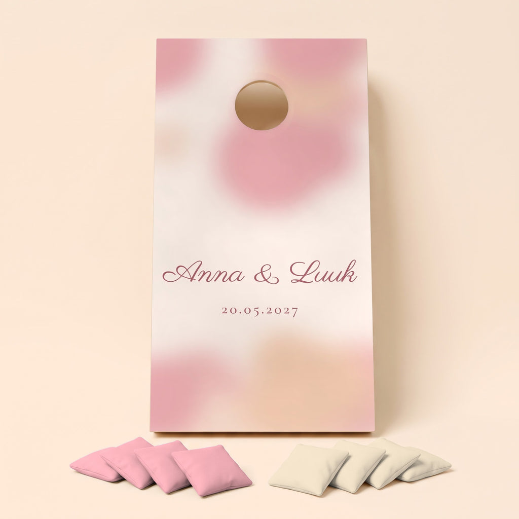 Cornholebord bruiloft Blush aquarel, los bord zonder zakjes