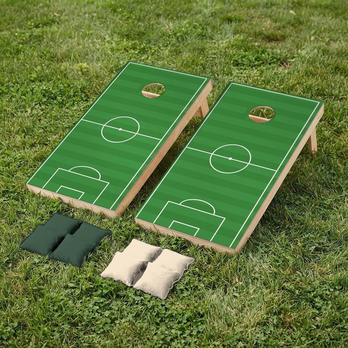 Cornholeset Voetbalveld op gras