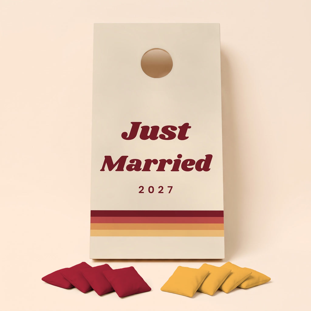 Cornholebord bruiloft Just Married retro, los bord zonder zakjes