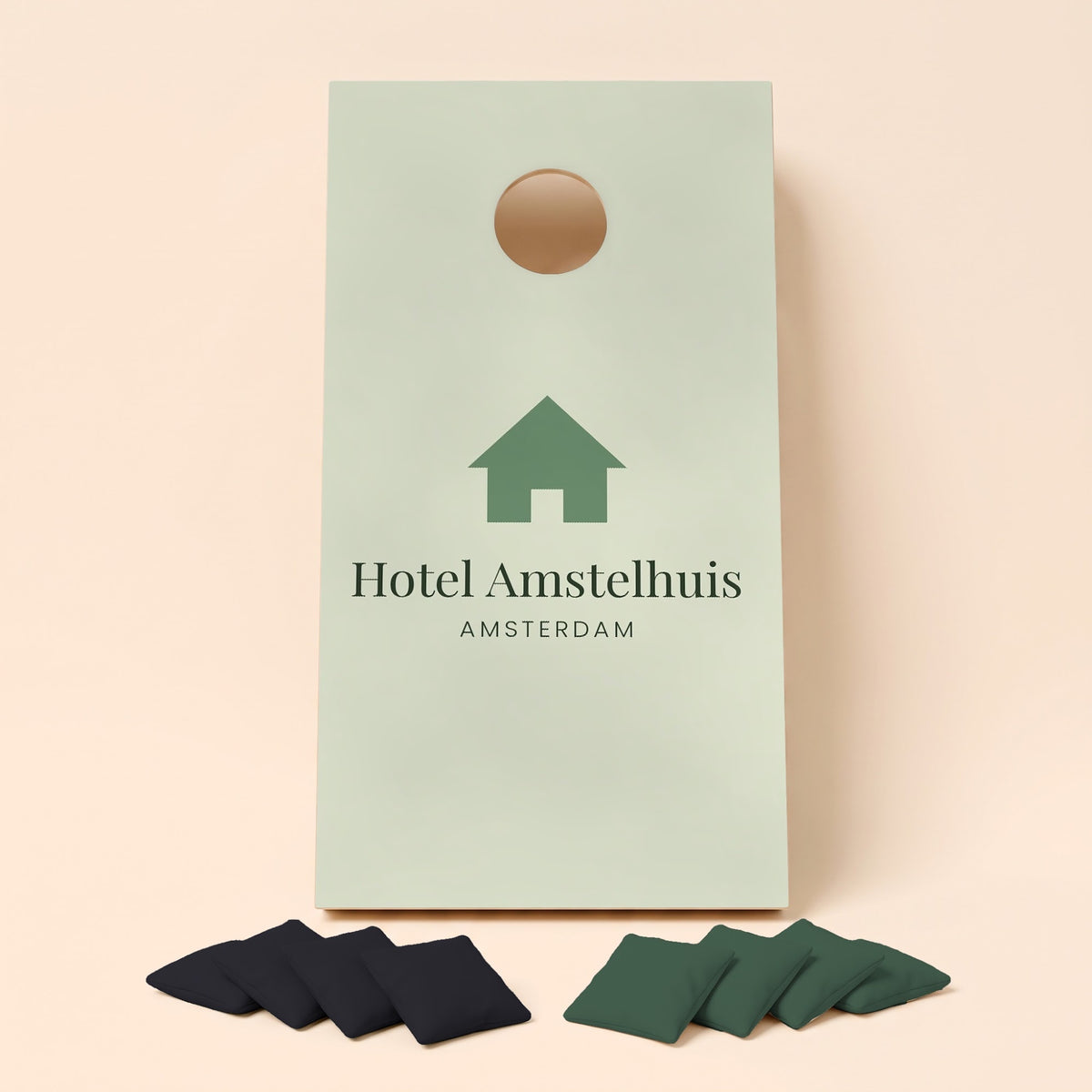 Cornholebord bedrijfslogo Hotel Amstelhuis, los bord zonder zakjes