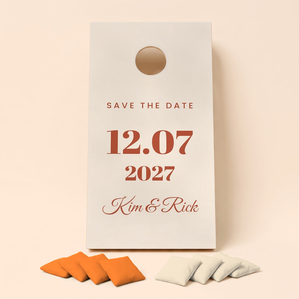 Cornholebord bruiloft Save the date, los bord zonder zakjes