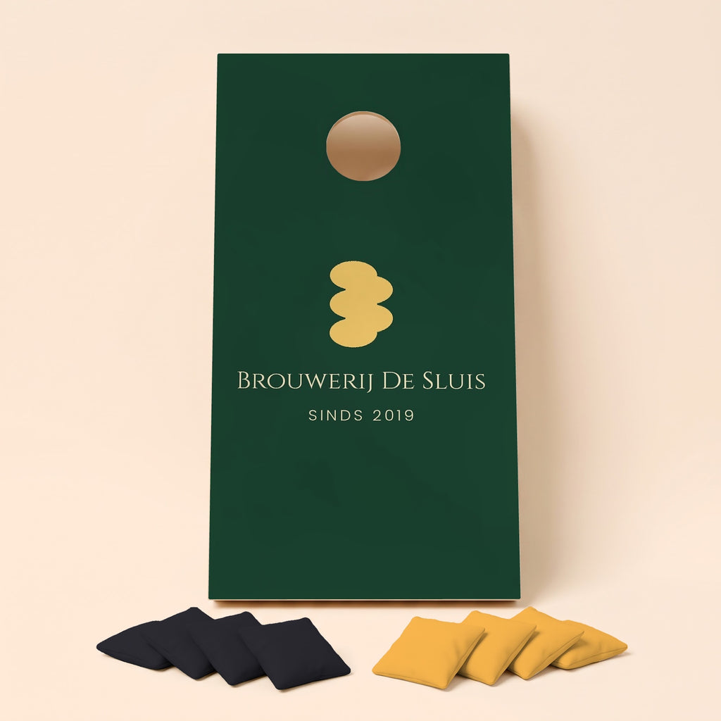 Cornholebord bedrijfslogo Brouwerij De Sluis, los bord zonder zakjes