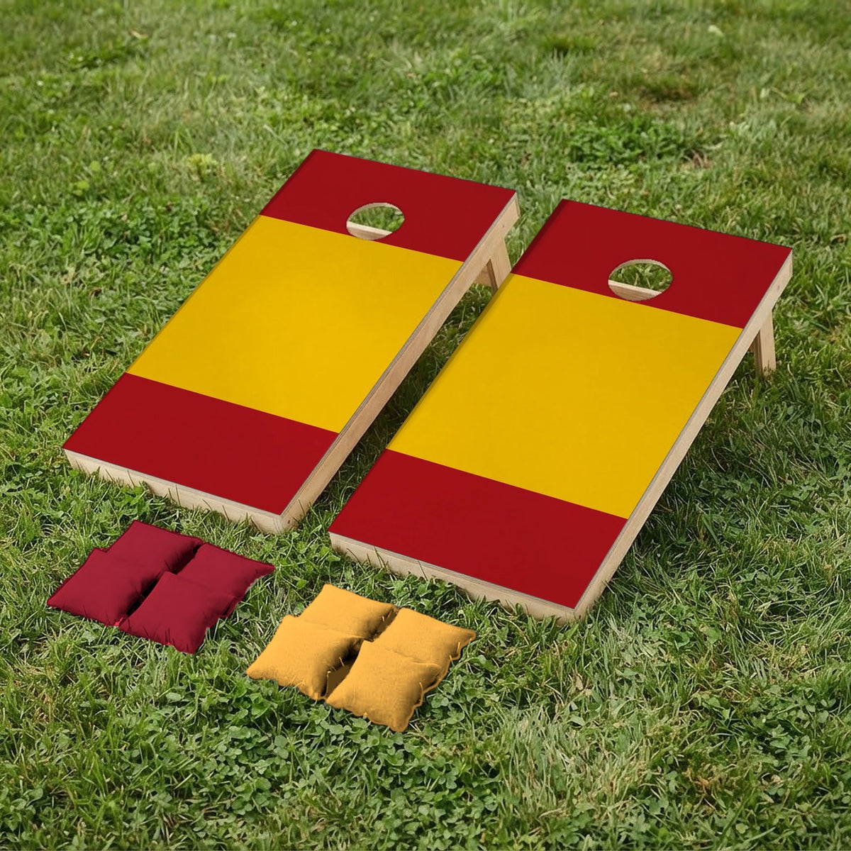 Cornholeset Spaanse vlag op gras