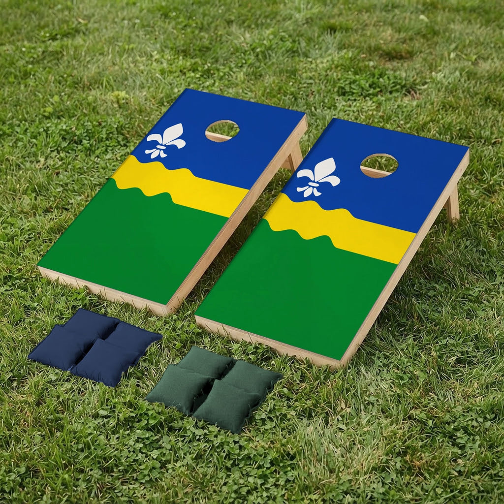 Cornholeset Flevolandse vlag op gras