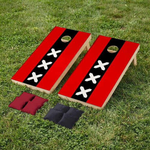 Cornholeset Amsterdamse vlag op gras