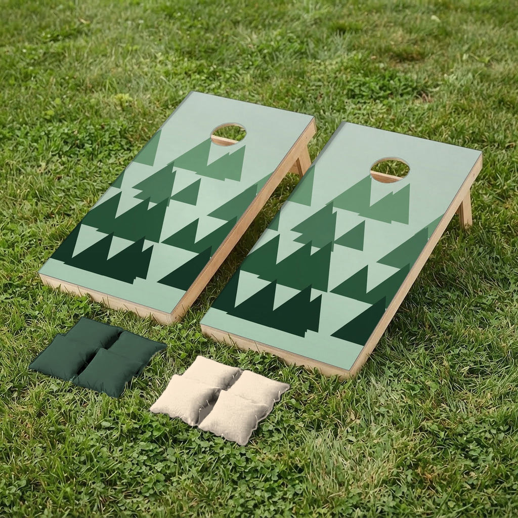 Cornholeset Dennenbos op gras