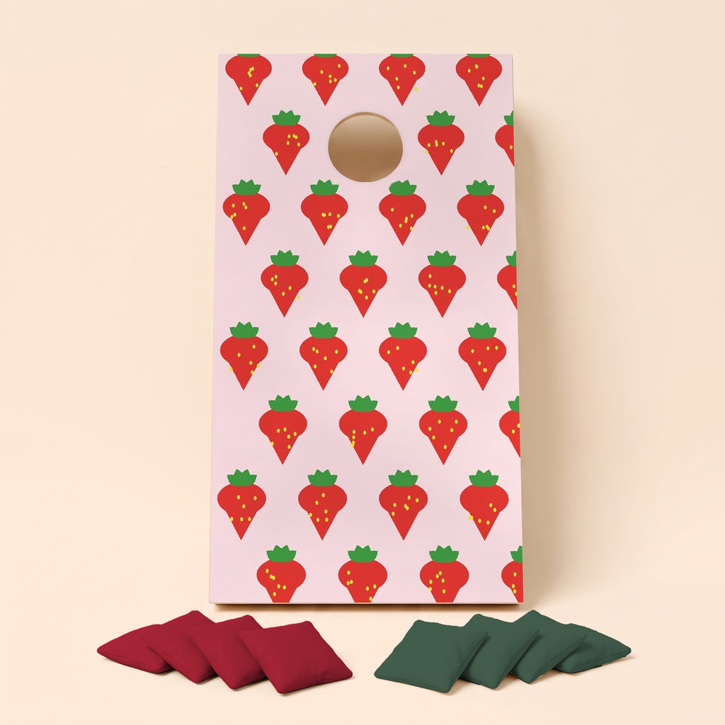 Cornholebord Aardbeien, los bord zonder zakjes
