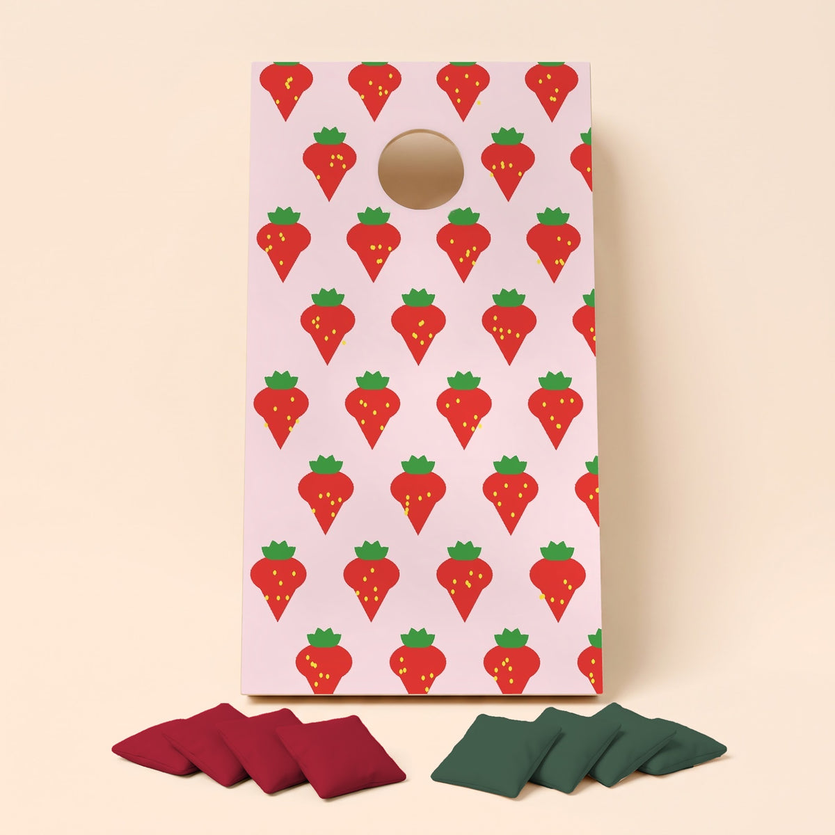 Cornholebord Aardbeien, los bord zonder zakjes