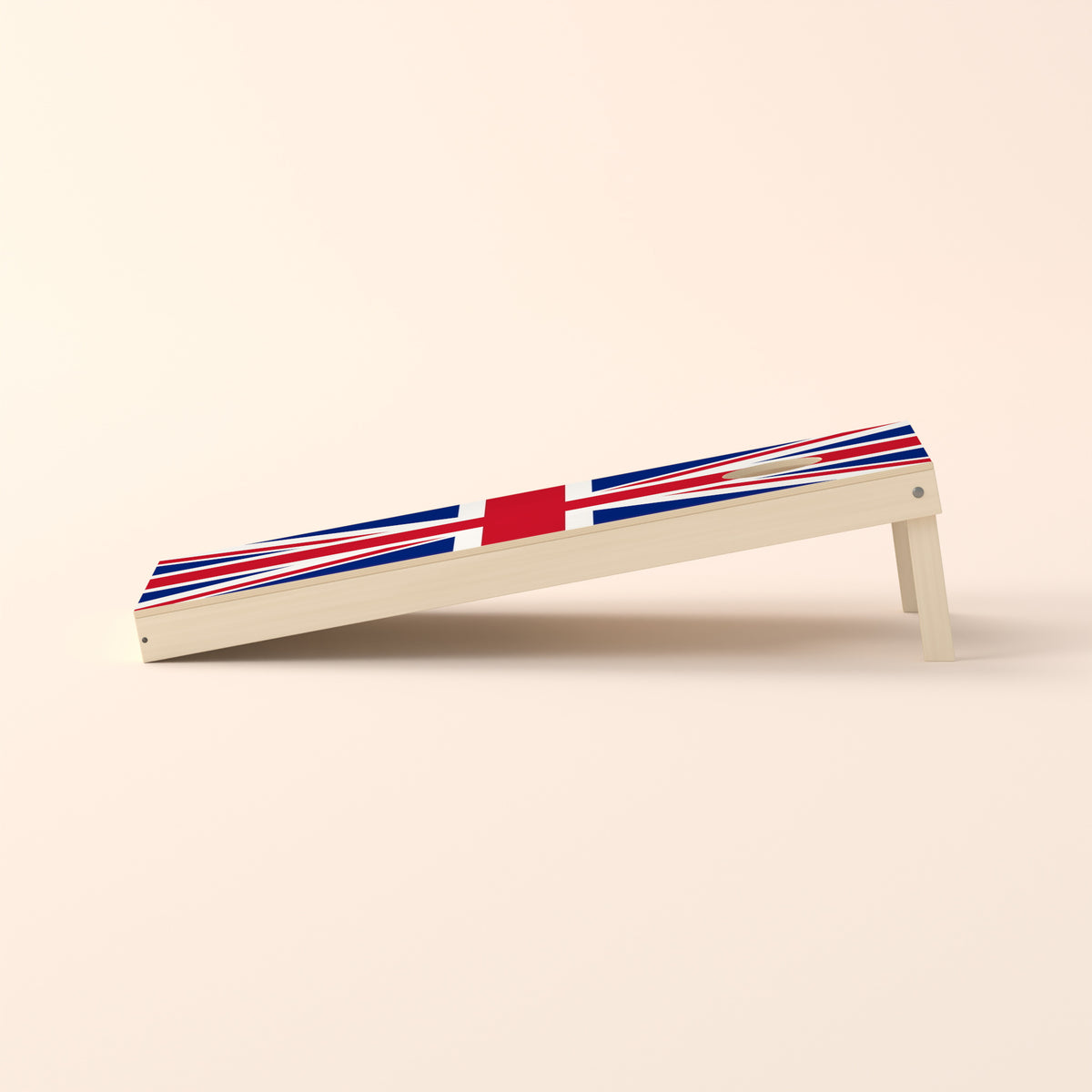 Cornholebord Britse vlag, zijaanzicht