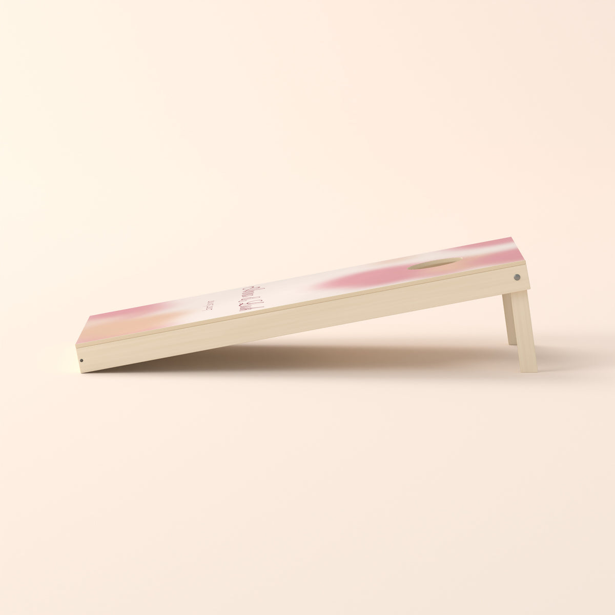 Cornholebord bruiloft Blush aquarel, zijaanzicht