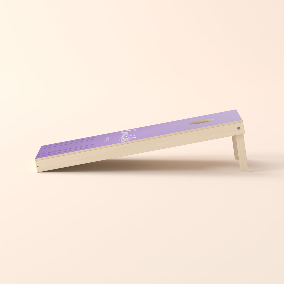Cornholebord bruiloft Lavendel, zijaanzicht