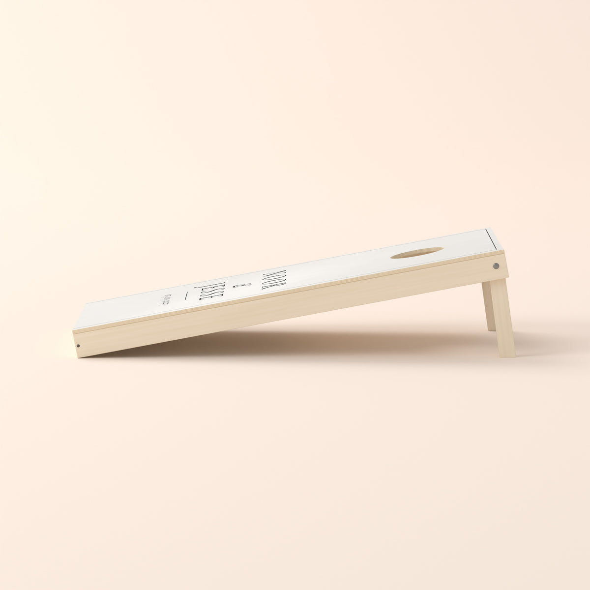 Cornholebord bruiloft Minimal zwart-wit, zijaanzicht