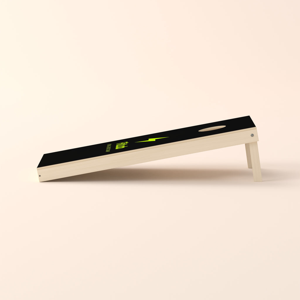 Cornholebord bedrijfslogo FitLab, zijaanzicht