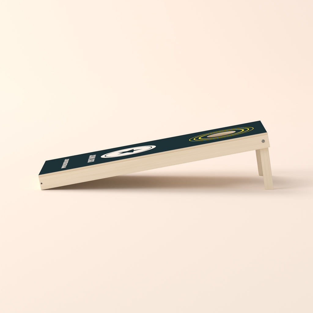 Cornholebord eigen logo Ringen, zijaanzicht