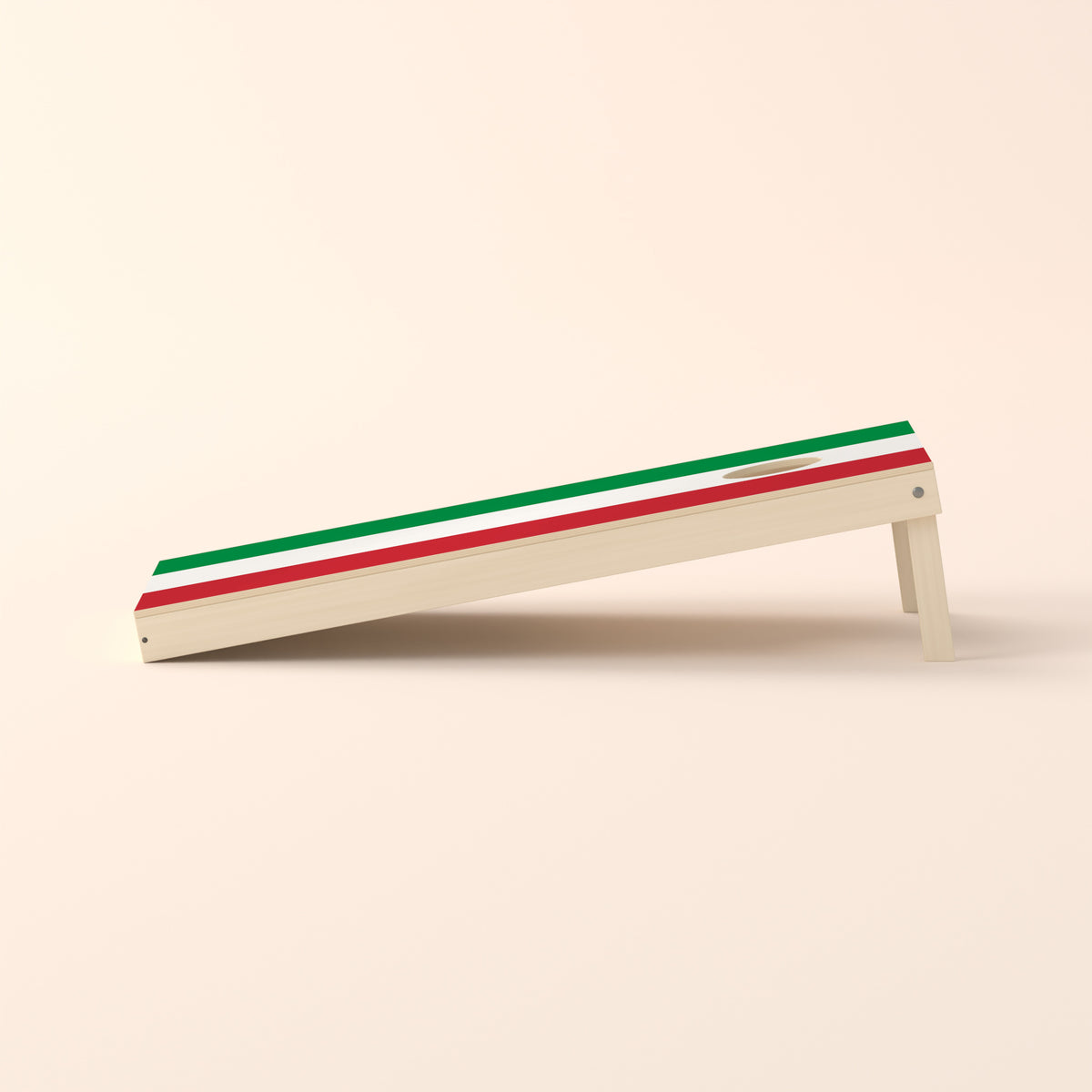 Cornholebord Italiaanse vlag, zijaanzicht