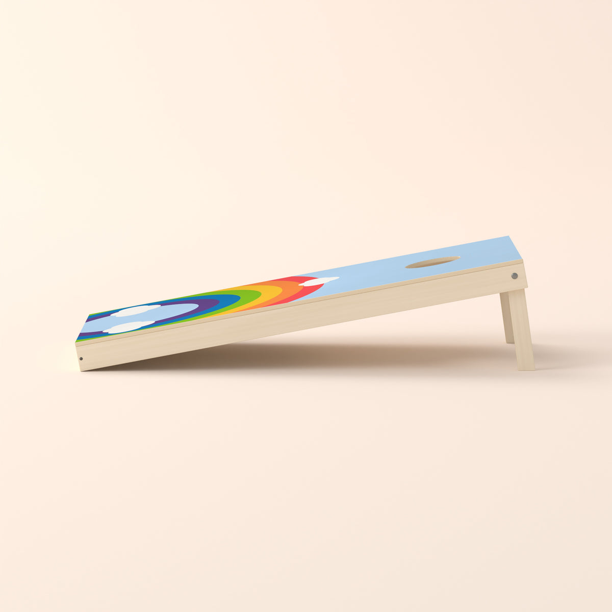 Cornholebord Regenboog, zijaanzicht