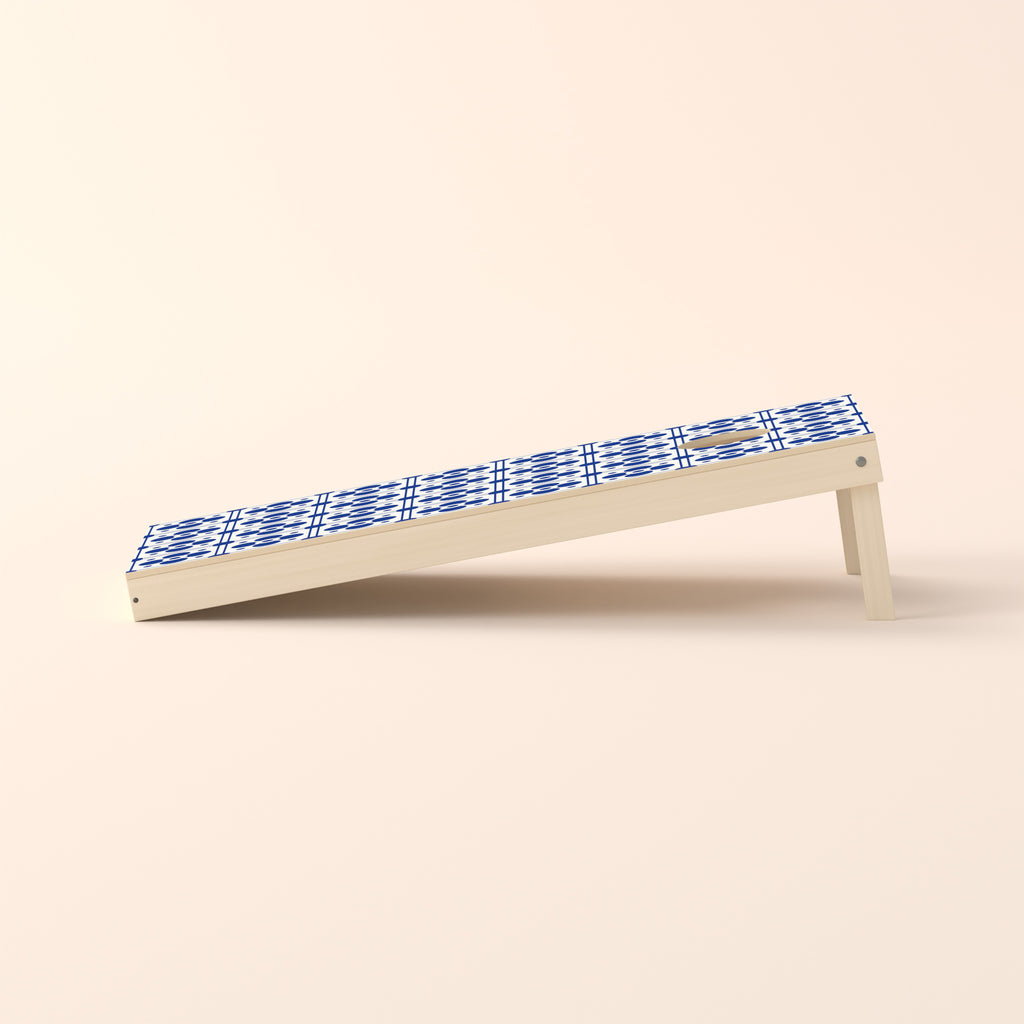 Cornholebord Delfts blauw, zijaanzicht