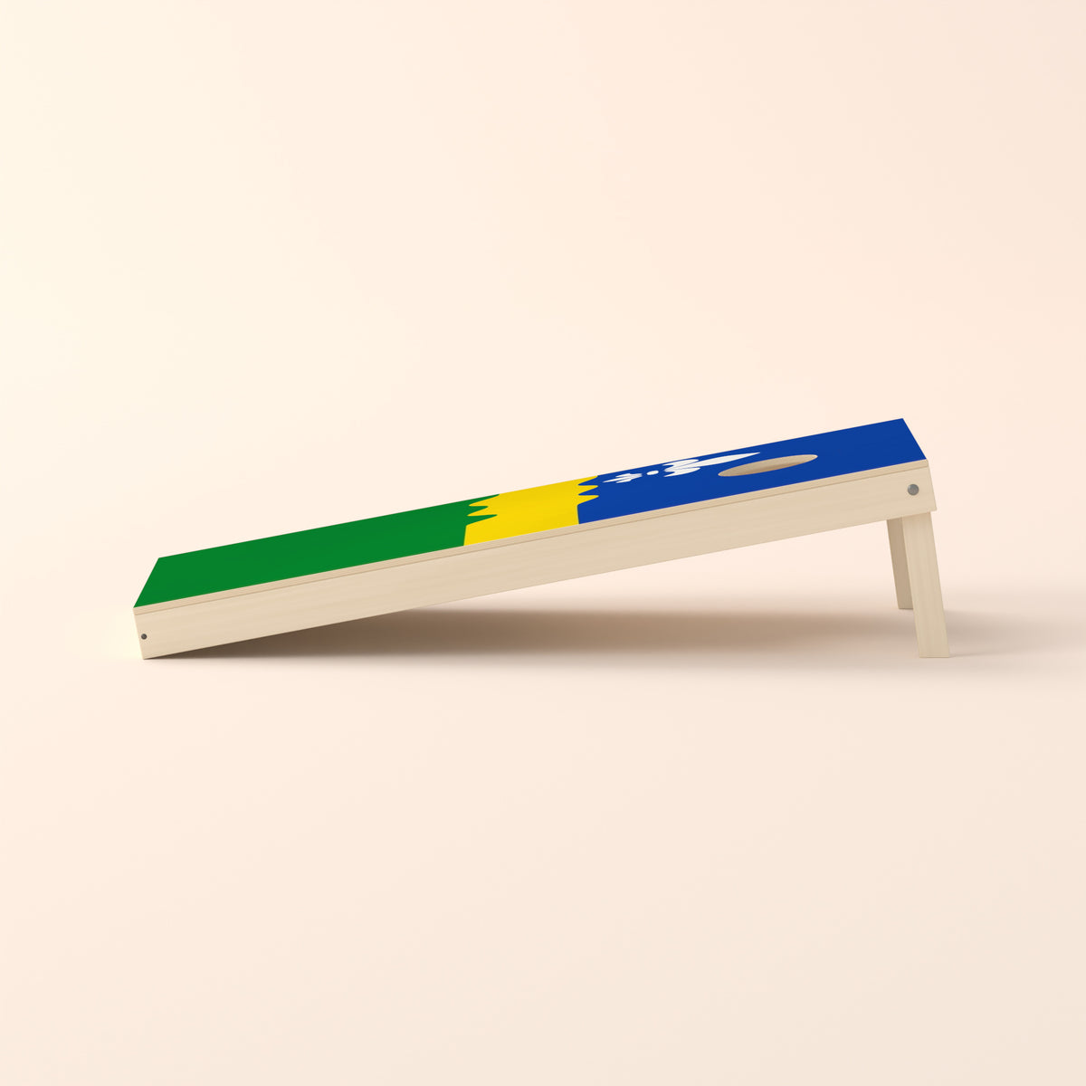 Cornholebord Flevolandse vlag, zijaanzicht