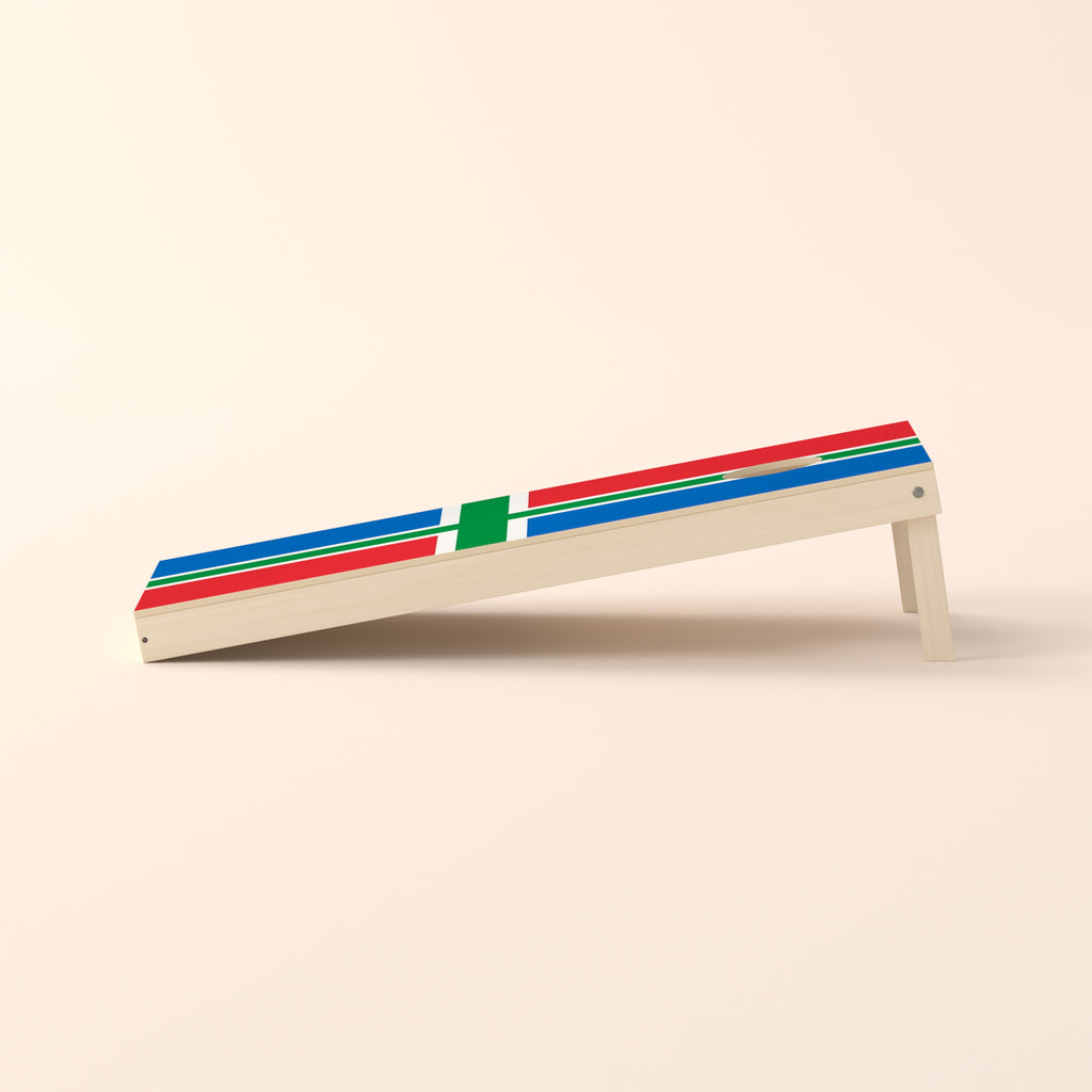 Cornholebord Groningse vlag, zijaanzicht