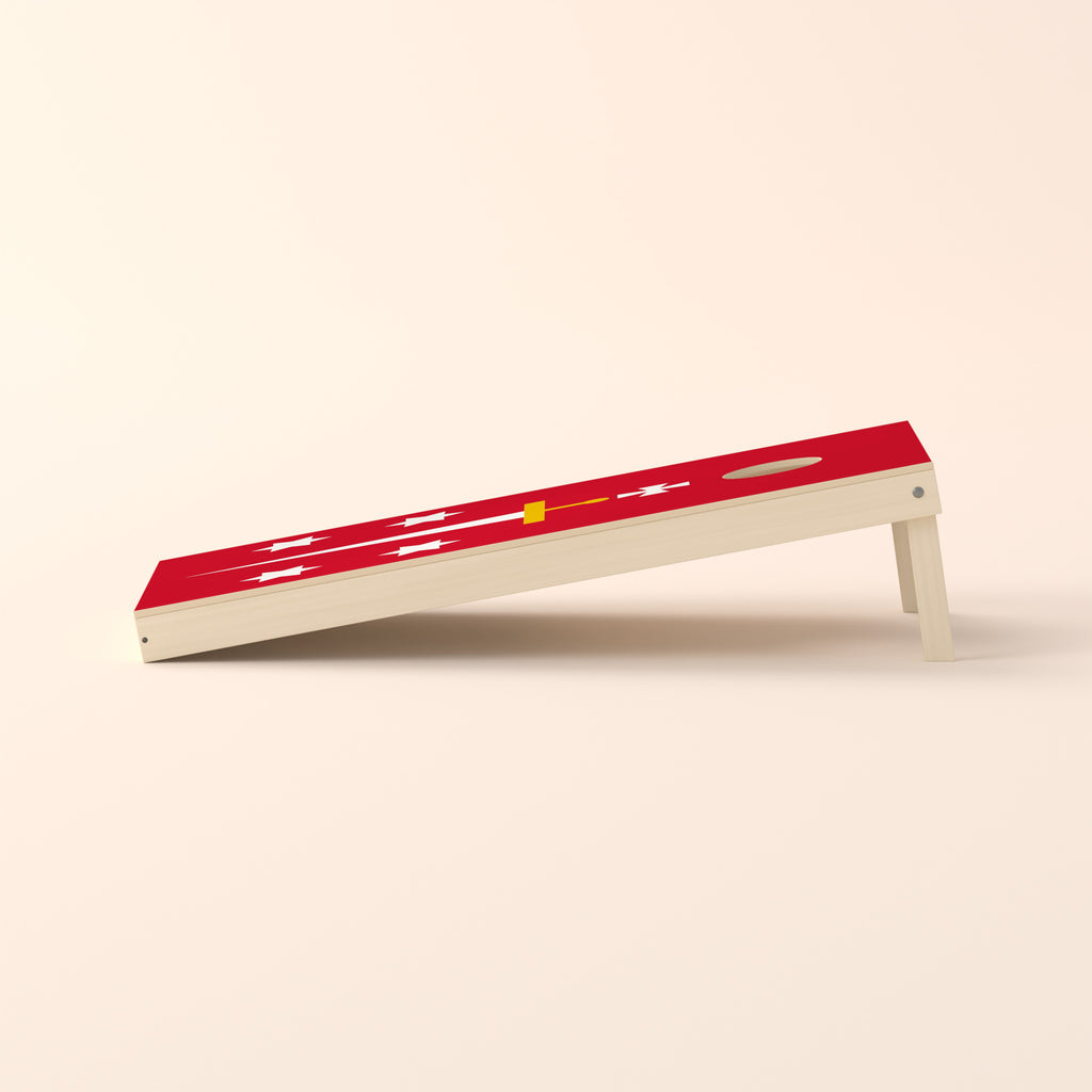 Cornholebord Haarlemse vlag, zijaanzicht