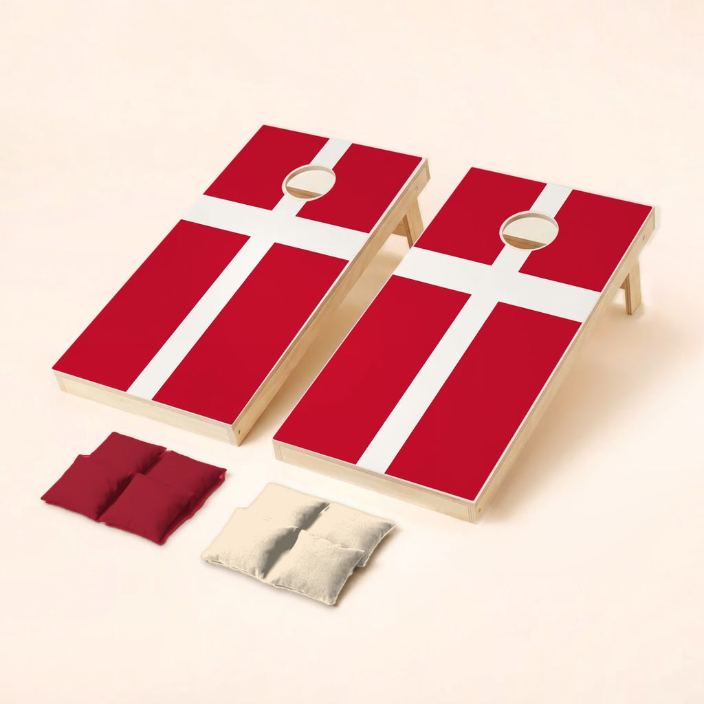 Cornholeset met Deense vlag