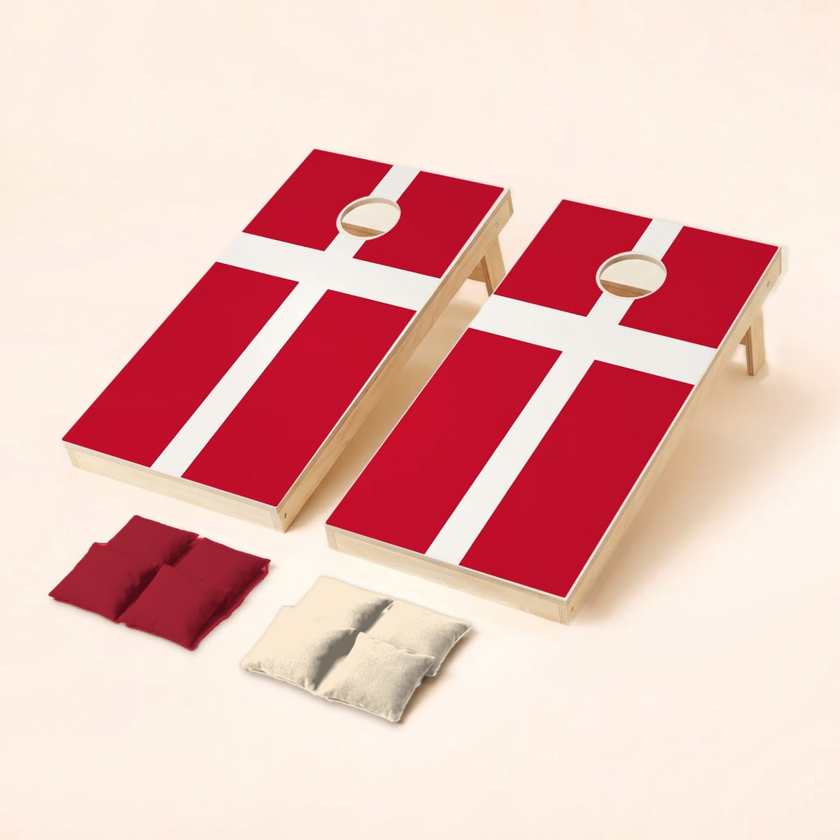 Cornholeset met Deense vlag