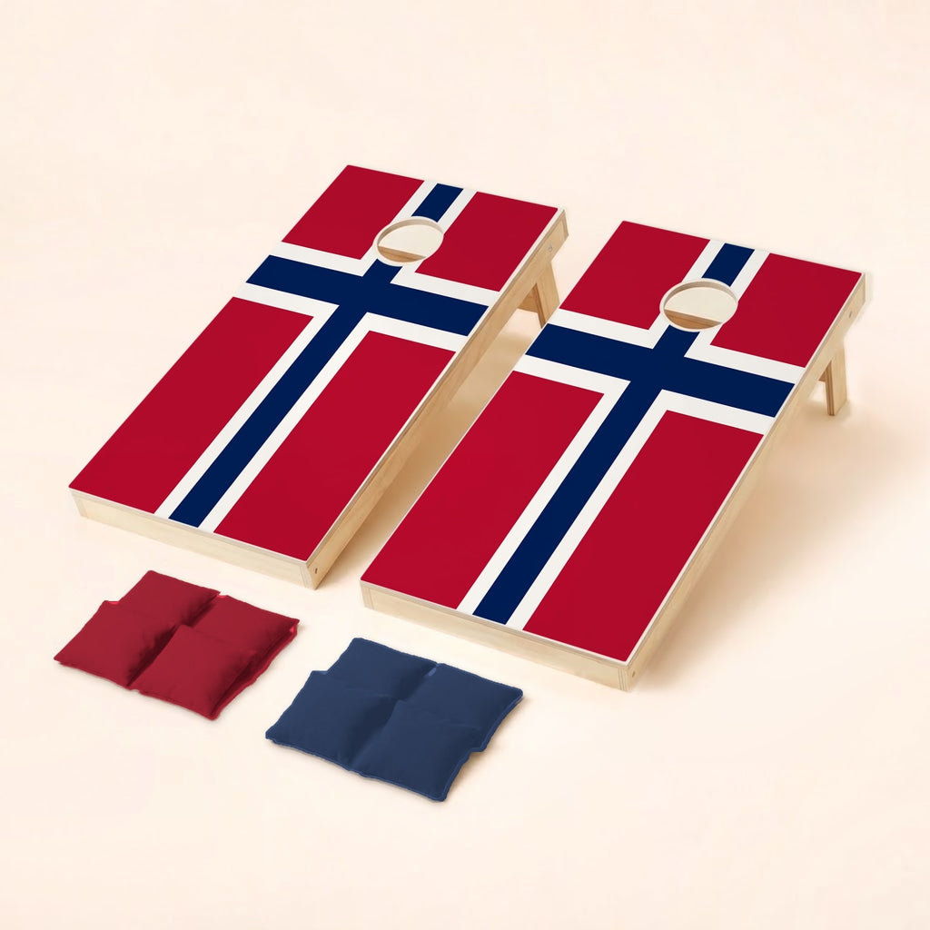 Cornholeset met Noorse vlag