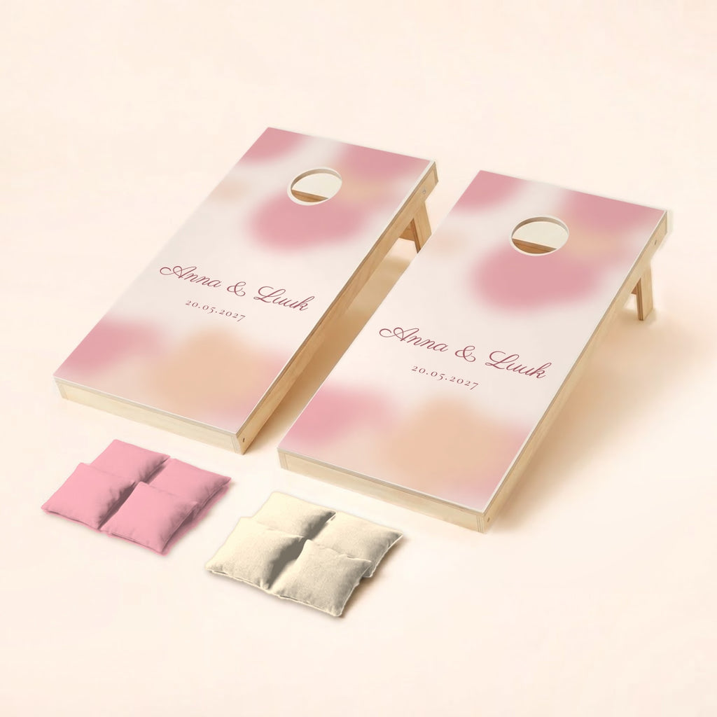 Cornholeset bruiloft Blush aquarel