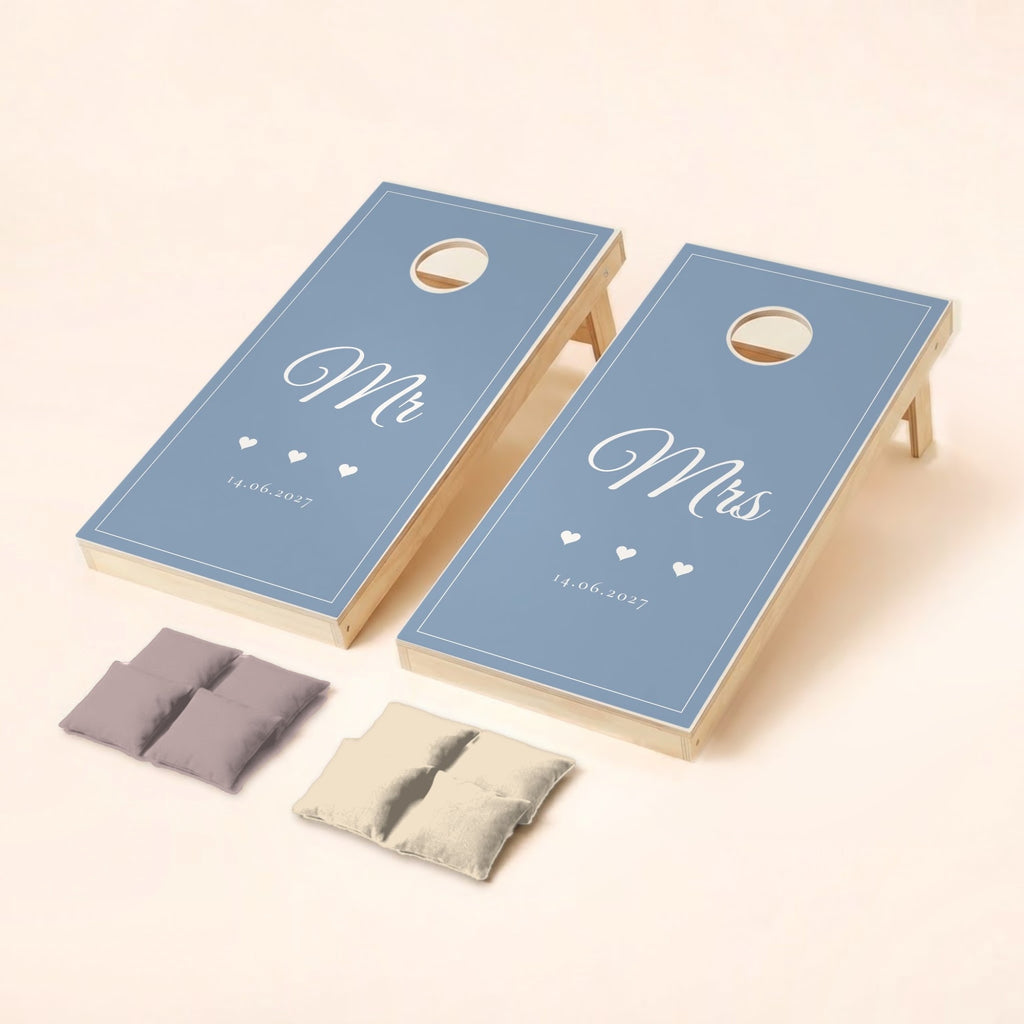 Cornholeset bruiloft Mr en Mrs