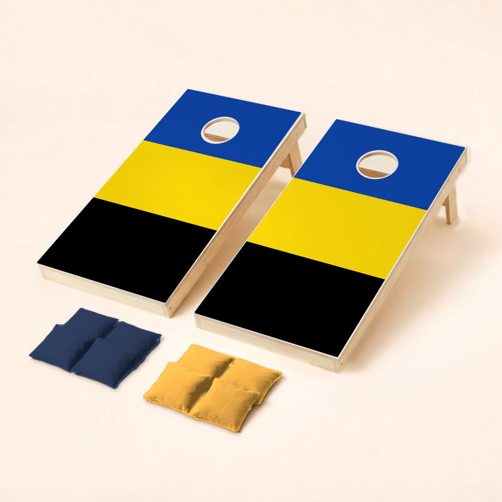 Cornholeset met Gelderse vlag