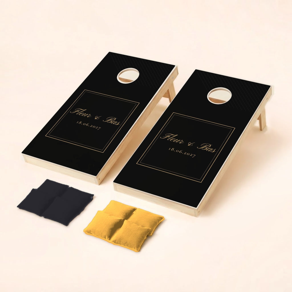Cornholeset bruiloft Zwart en goud