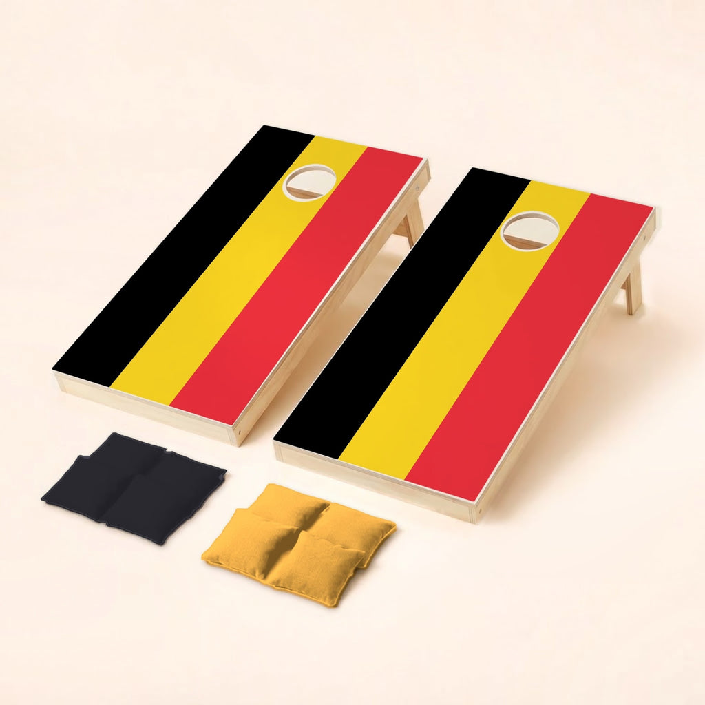Cornholeset met Belgische vlag