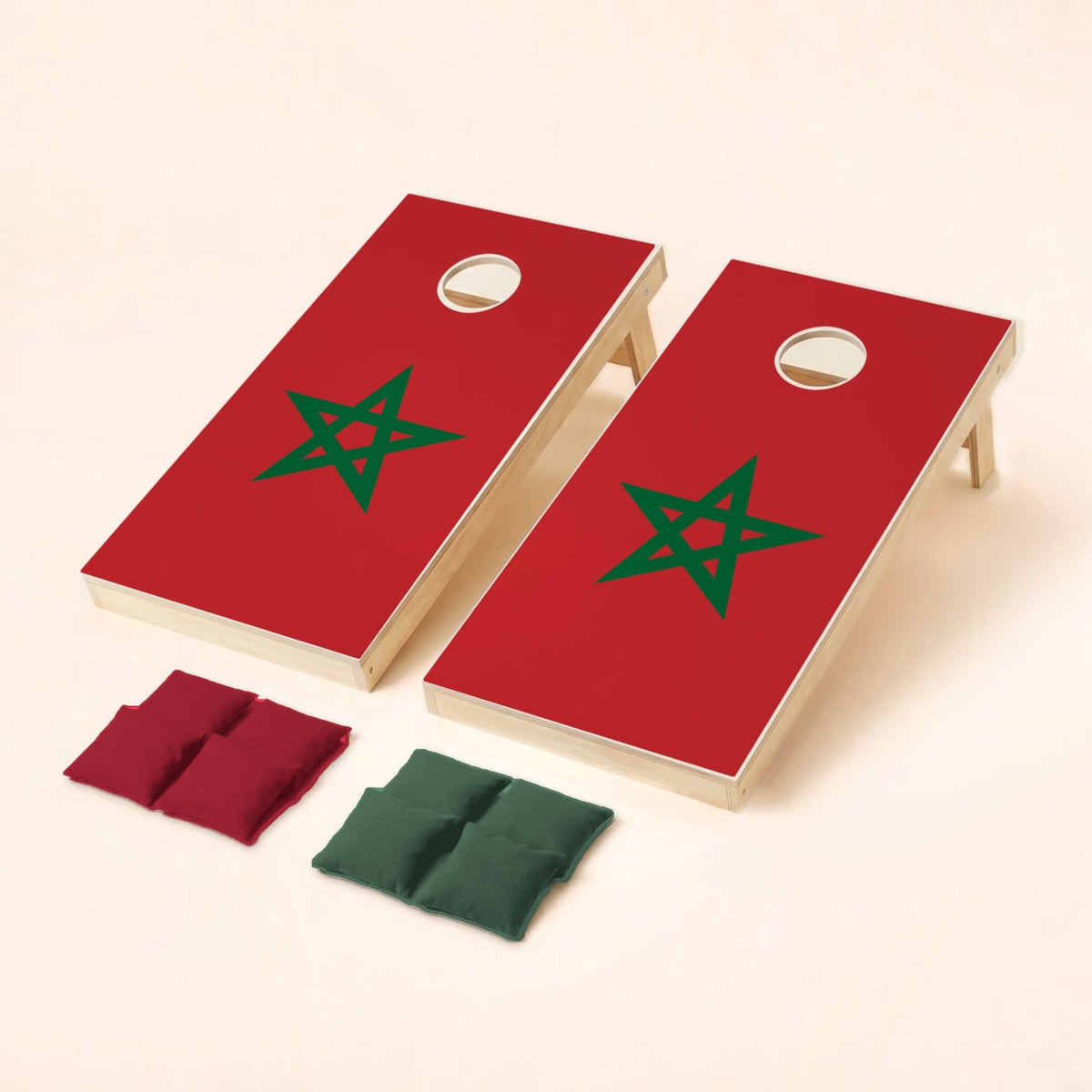 Cornholeset met Marokkaanse vlag