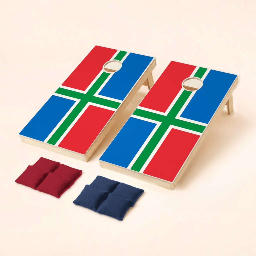 Cornholeset met Groningse vlag