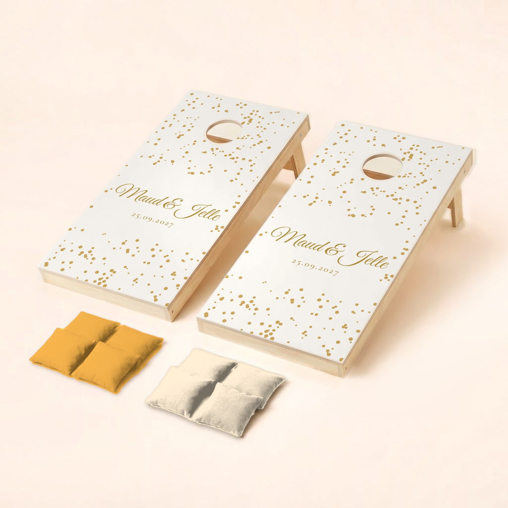 Cornholeset bruiloft Gouden stippen