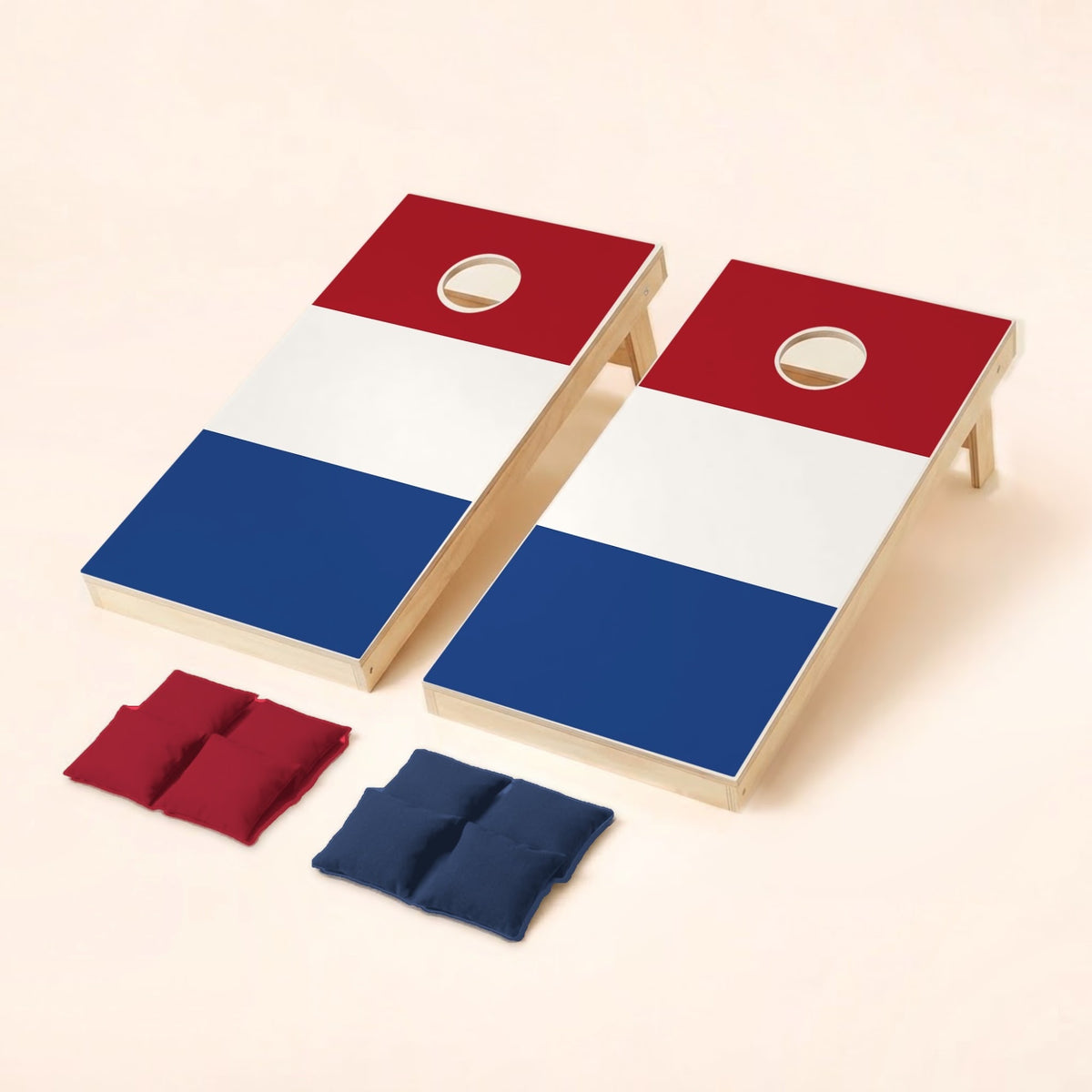 Cornholeset met Nederlandse vlag